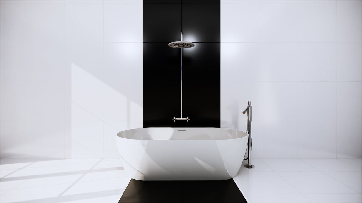 3D Render of Modern Bathtub and Shower